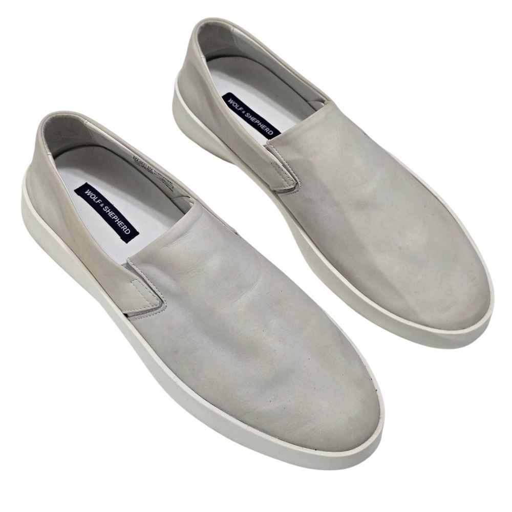 Wolf & Shepherd Cruise Mens 10 Grey Leather Slip On Sneakers Made in Portugal